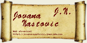 Jovana Nastović vizit kartica